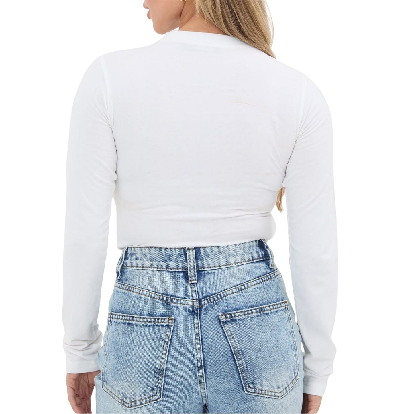 White - Back - I Saw It First Womens-Ladies Fitted Long-Sleeved Bodysuit