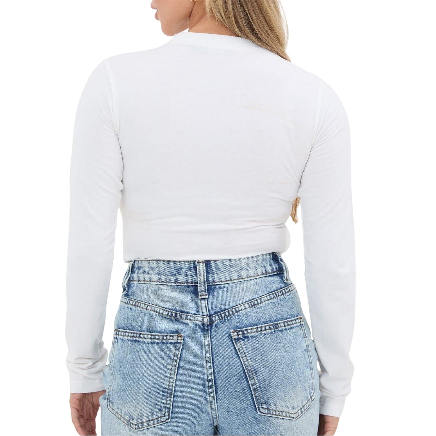 White - Back - I Saw It First Womens-Ladies Fitted Long-Sleeved Bodysuit