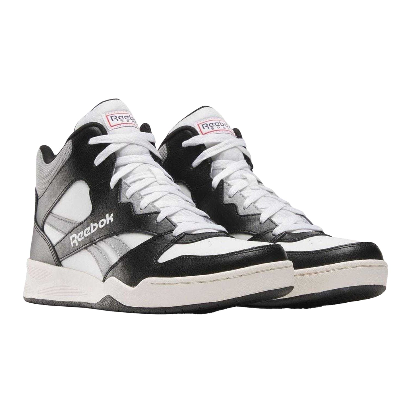 White-Black - Pack Shot - Reebok Childrens-Kids BB 4500 Leather Trainers