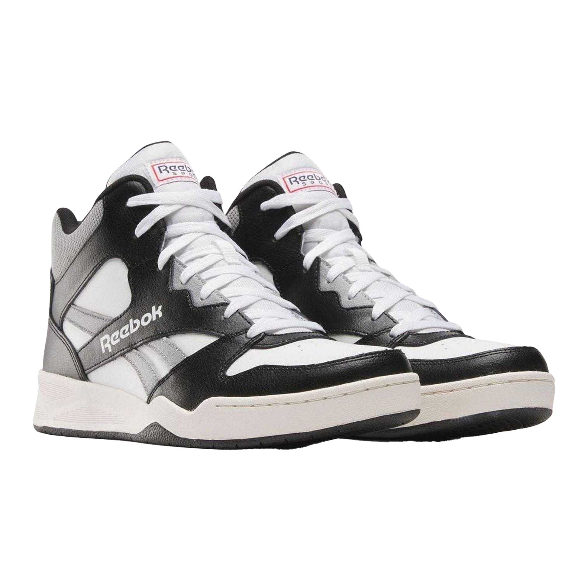 White-Black - Pack Shot - Reebok Childrens-Kids BB 4500 Leather Trainers