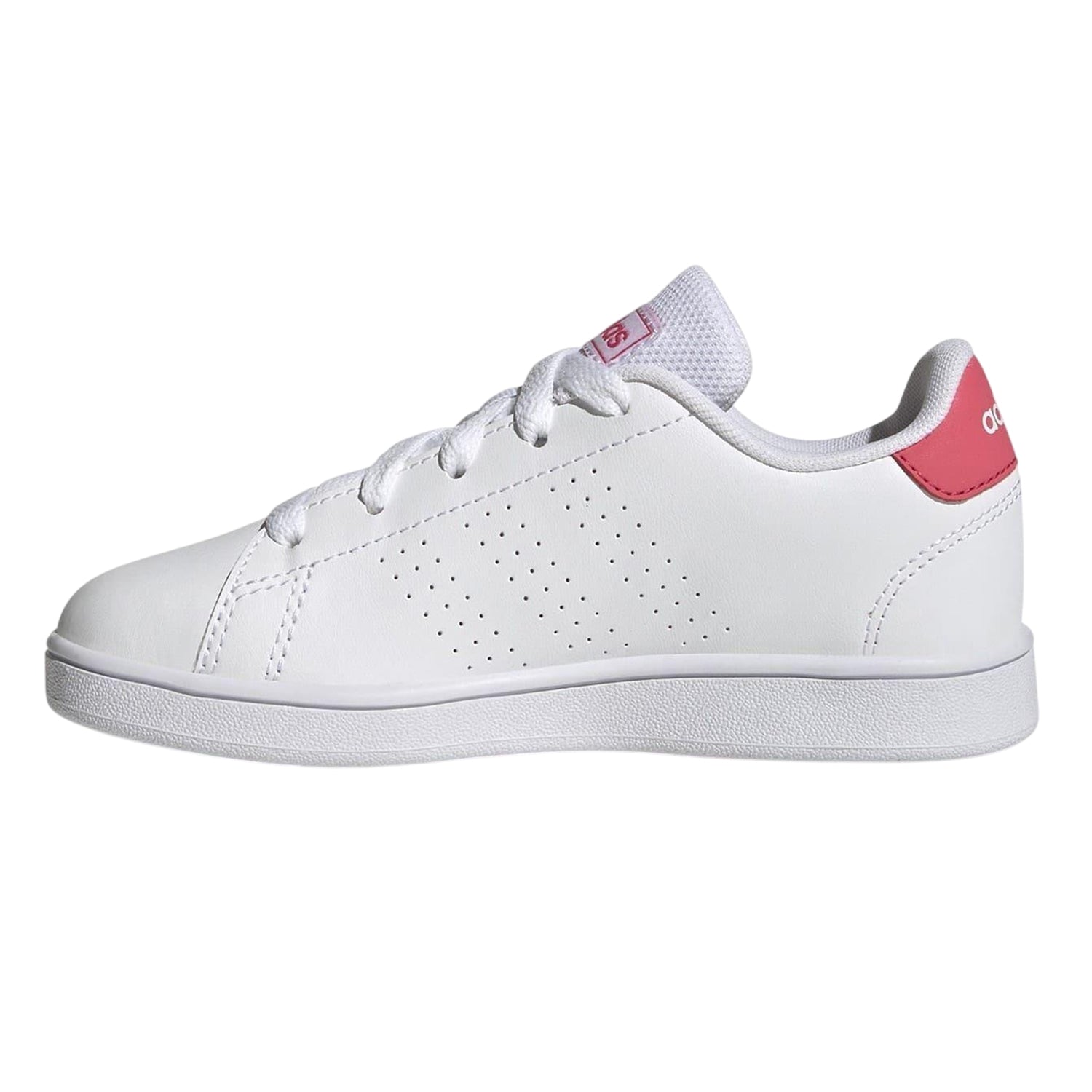 White-Pink - Lifestyle - Adidas Childrens-Kids Advantage Leather Flat Trainers