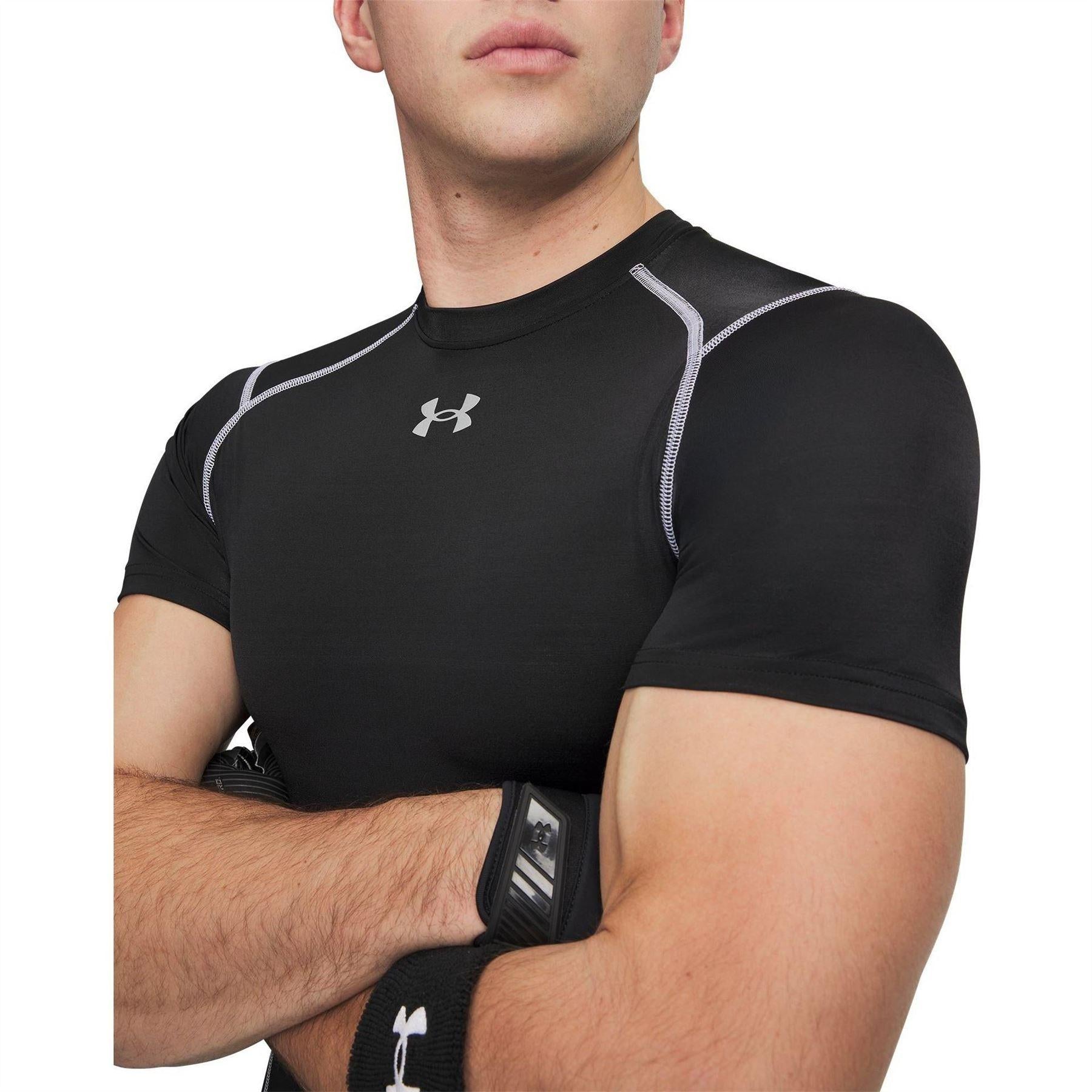 Black - Side - Under Armour Mens Elite HeatGear Compression Base Layer Top