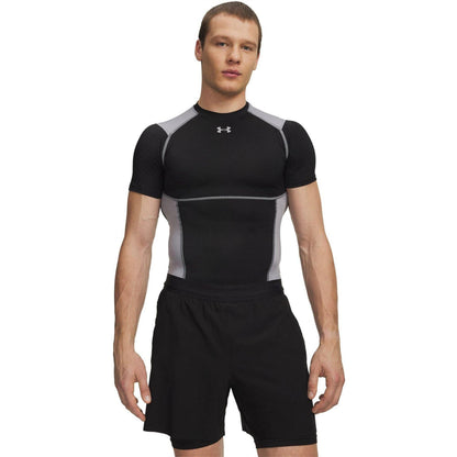 Black-Steel - Front - Under Armour Mens Elite HeatGear Compression Base Layer Top