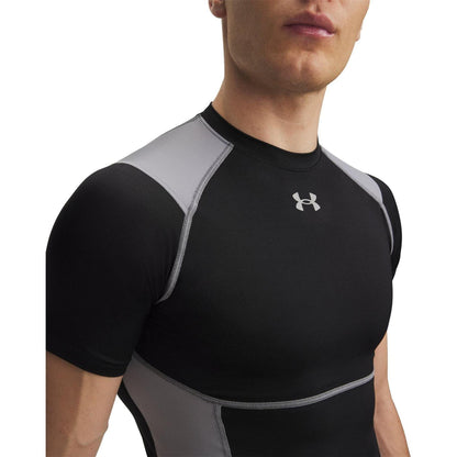 Black-Steel - Side - Under Armour Mens Elite HeatGear Compression Base Layer Top