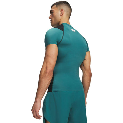 Green-Black - Back - Under Armour Mens Elite HeatGear Compression Base Layer Top