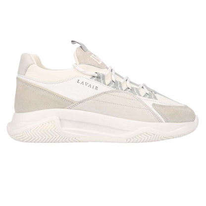 White - Front - Lavair Womens-Ladies Creator Panelled Nappa Leather Trainers