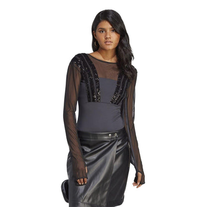 Black - Lifestyle - Adidas Womens-Ladies Originals Long-Sleeved Bodysuit