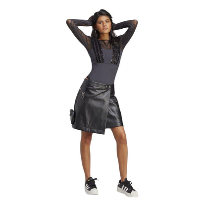 Black - Pack Shot - Adidas Womens-Ladies Originals Long-Sleeved Bodysuit