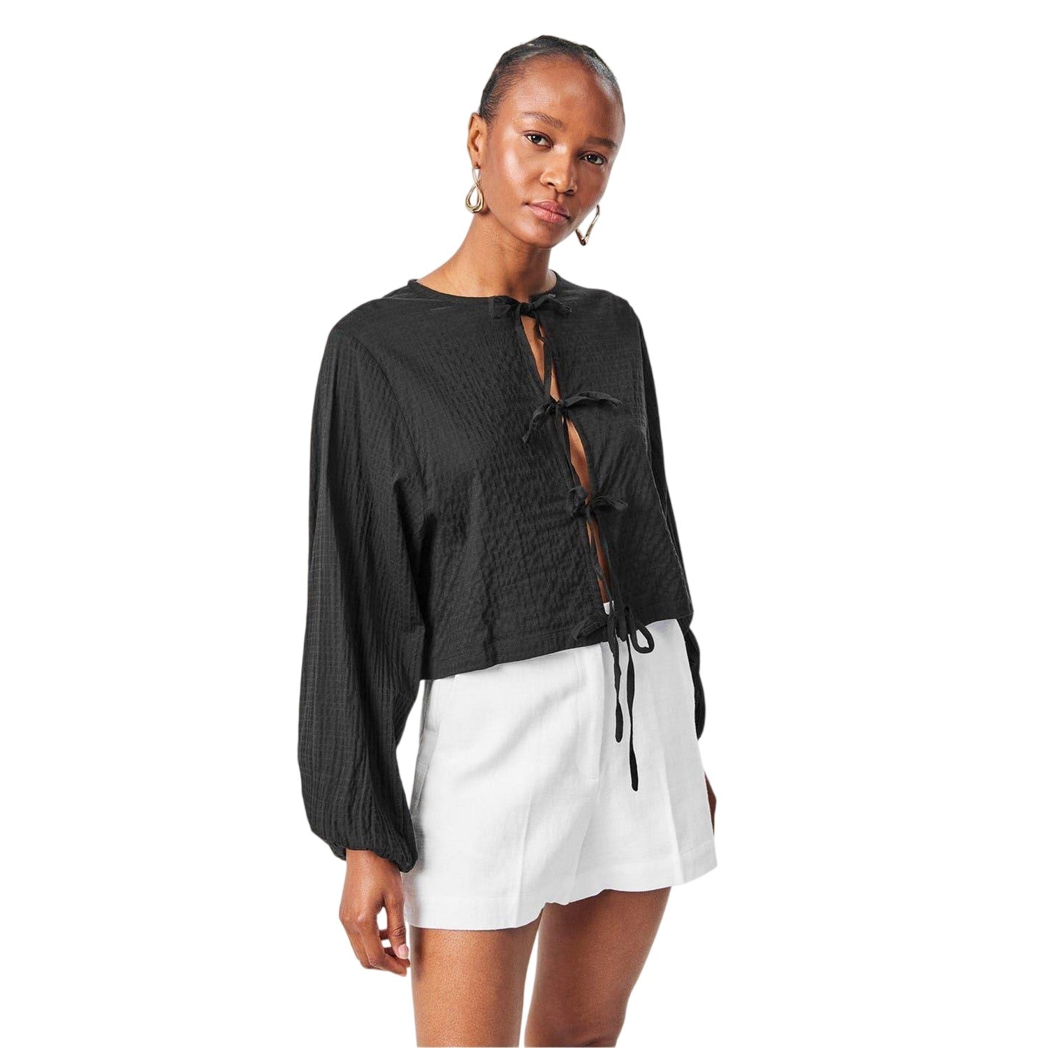 Black - Lifestyle - Edited Womens-Ladies Lisanne Tie Detail Top