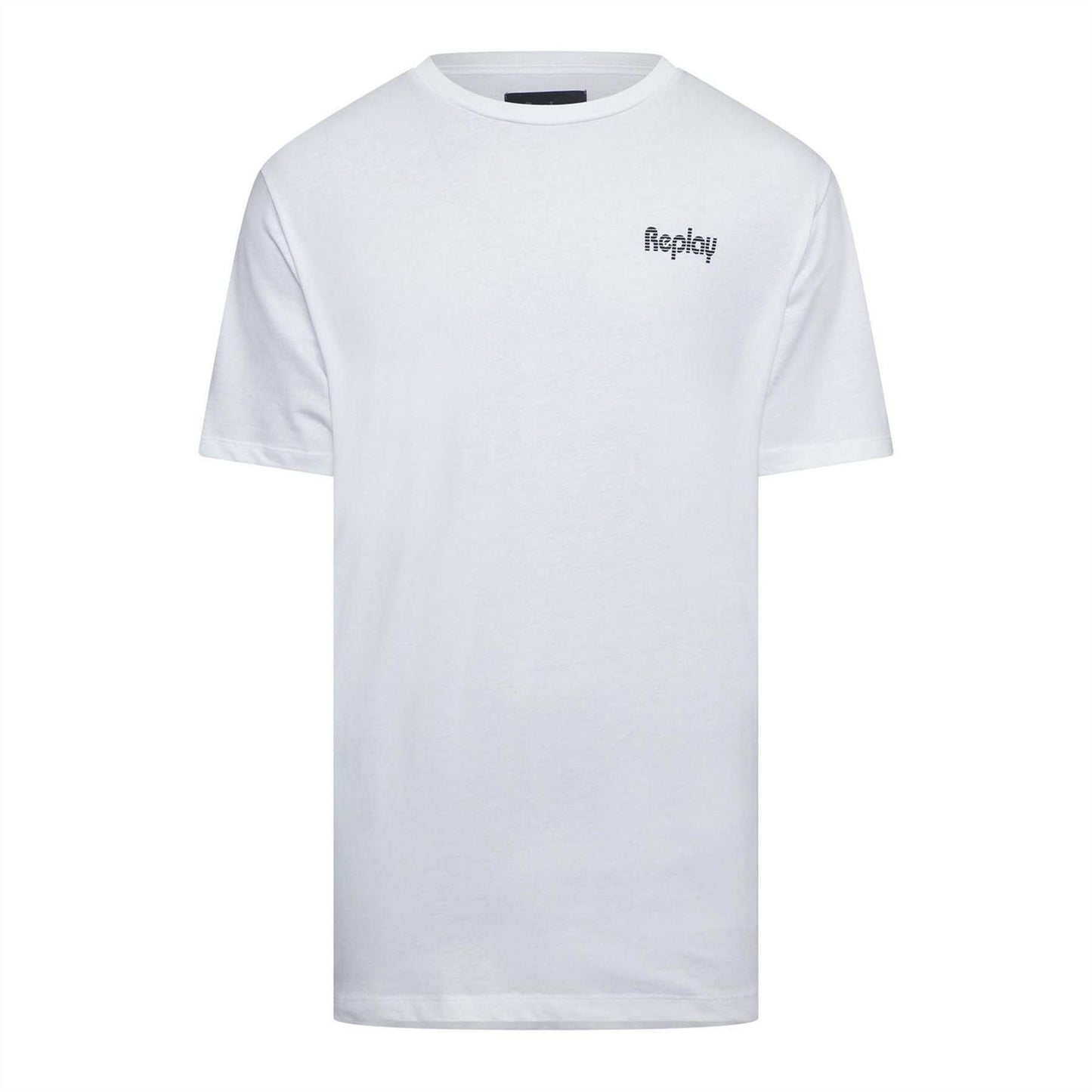 White - Front - Replay Mens Logo Cotton Regular T-Shirt
