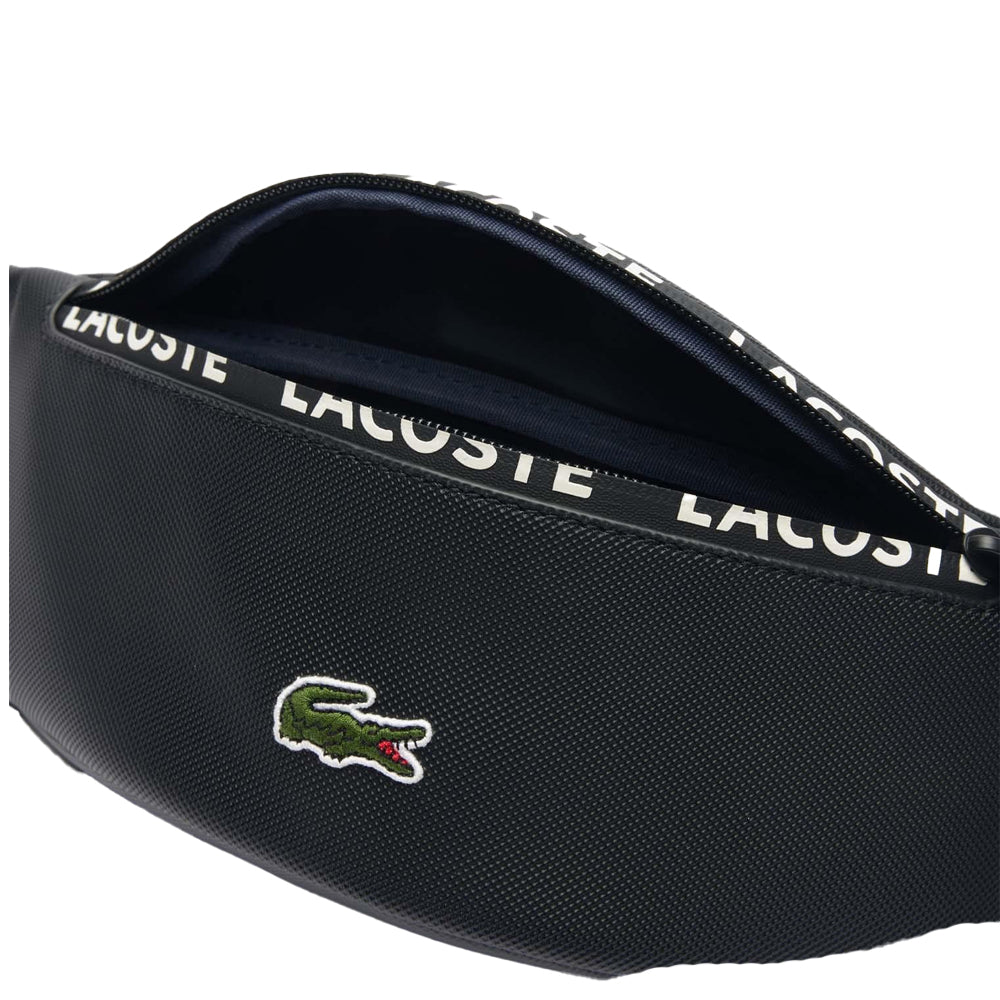 Black - Side - Lacoste Stripe Canvas Logo Waist Bag