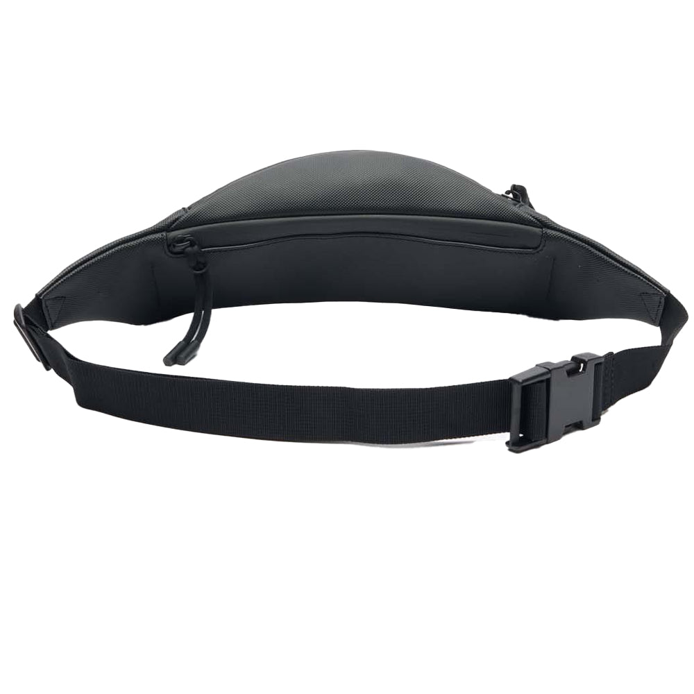 Black - Back - Lacoste Stripe Canvas Logo Waist Bag