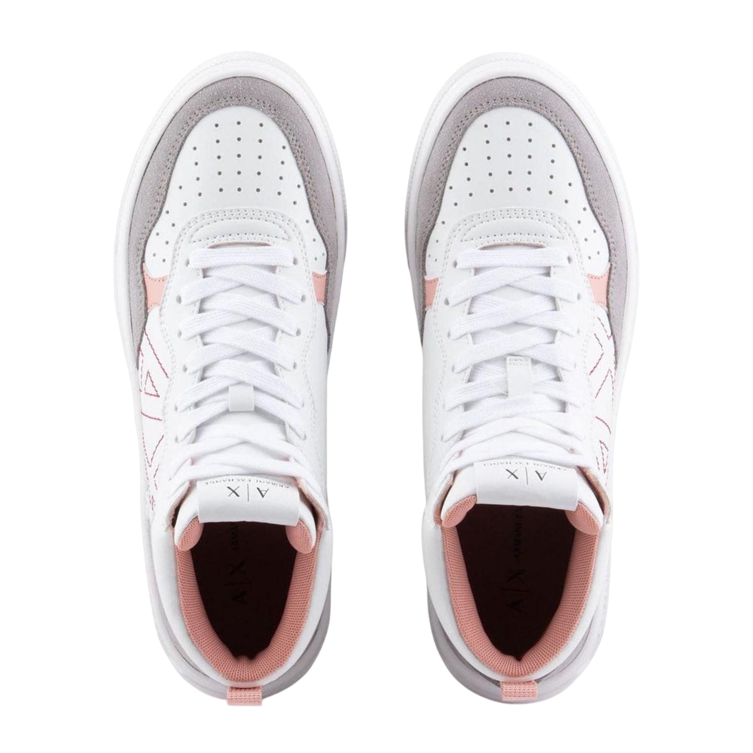 White-Pink - Lifestyle - Armani Exchange Womens-Ladies Colour Block High Top Trainers