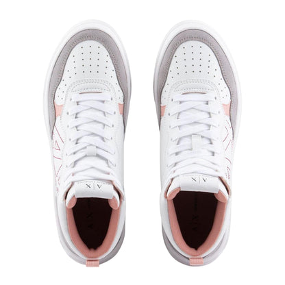 White-Pink - Lifestyle - Armani Exchange Womens-Ladies Colour Block High Top Trainers