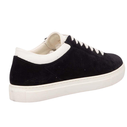 Blue-White - Back - Emporio Armani EA7 Womens-Ladies Suede Trainers