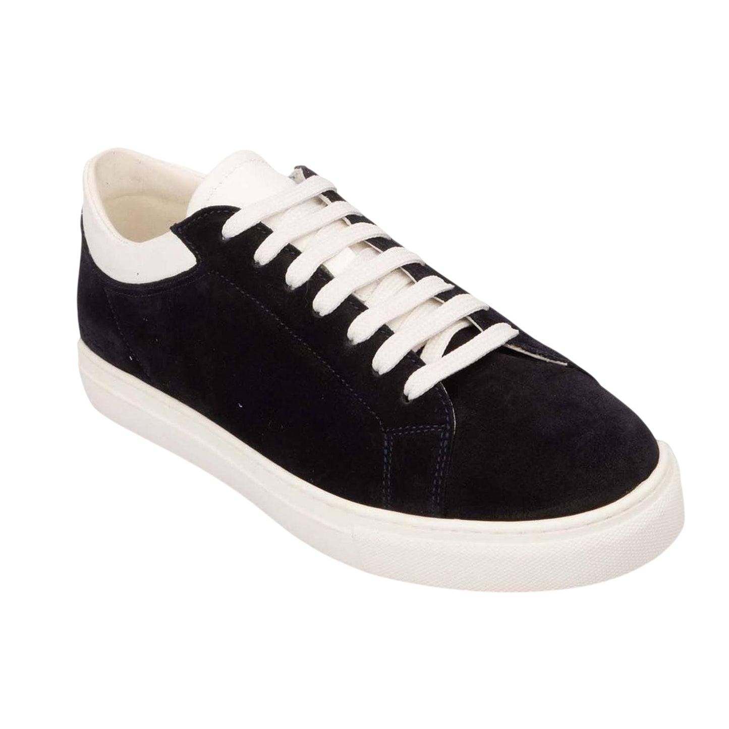 Blue-White - Side - Emporio Armani EA7 Womens-Ladies Suede Trainers
