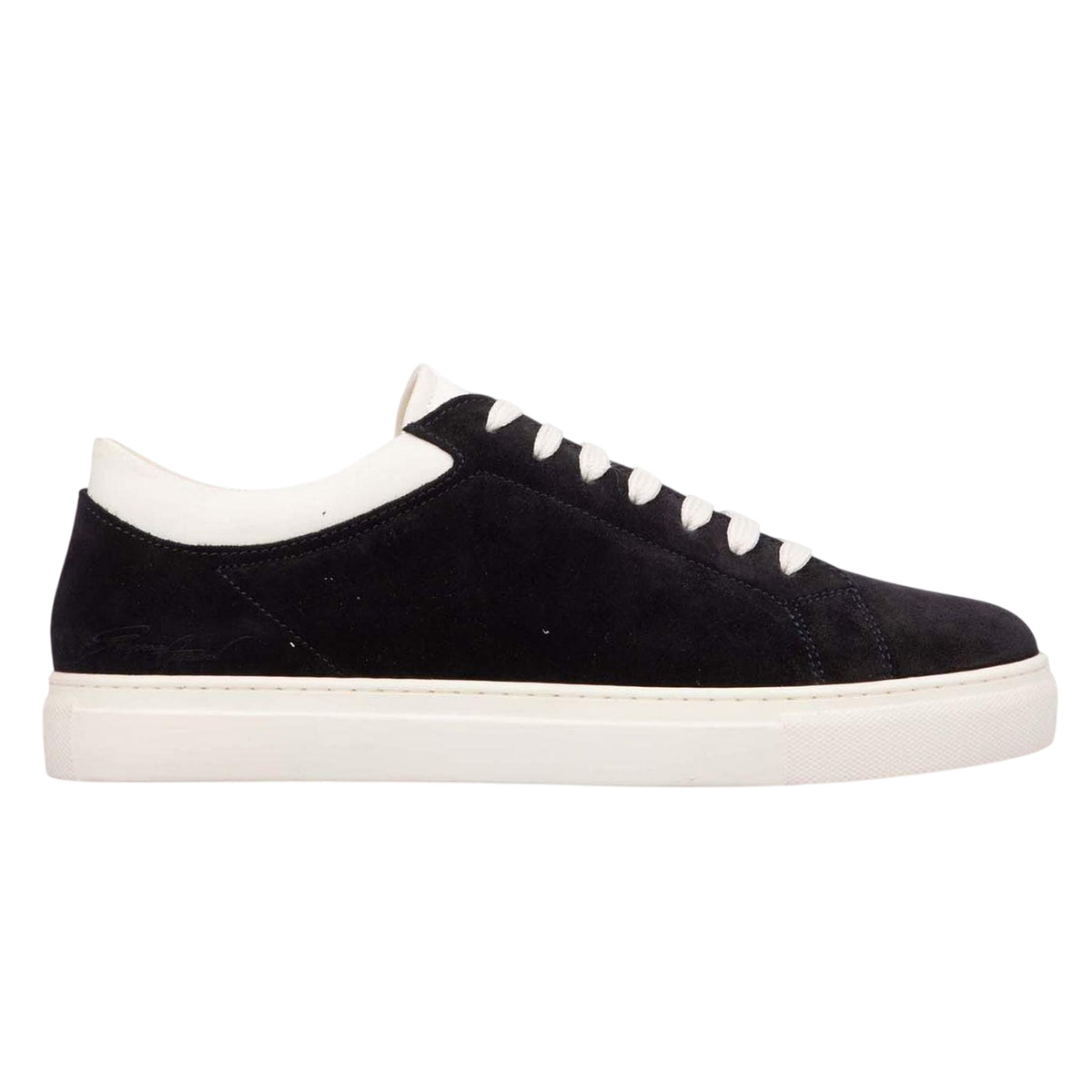 Blue-White - Front - Emporio Armani EA7 Womens-Ladies Suede Trainers