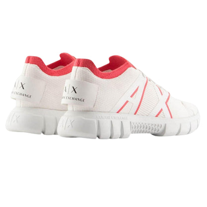 White-Pink - Back - Armani Exchange Womens-Ladies Contrast Mesh Trainers