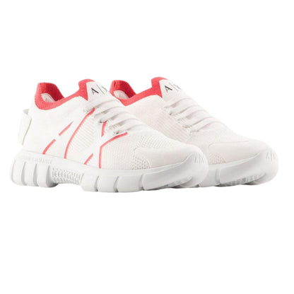 White-Pink - Side - Armani Exchange Womens-Ladies Contrast Mesh Trainers