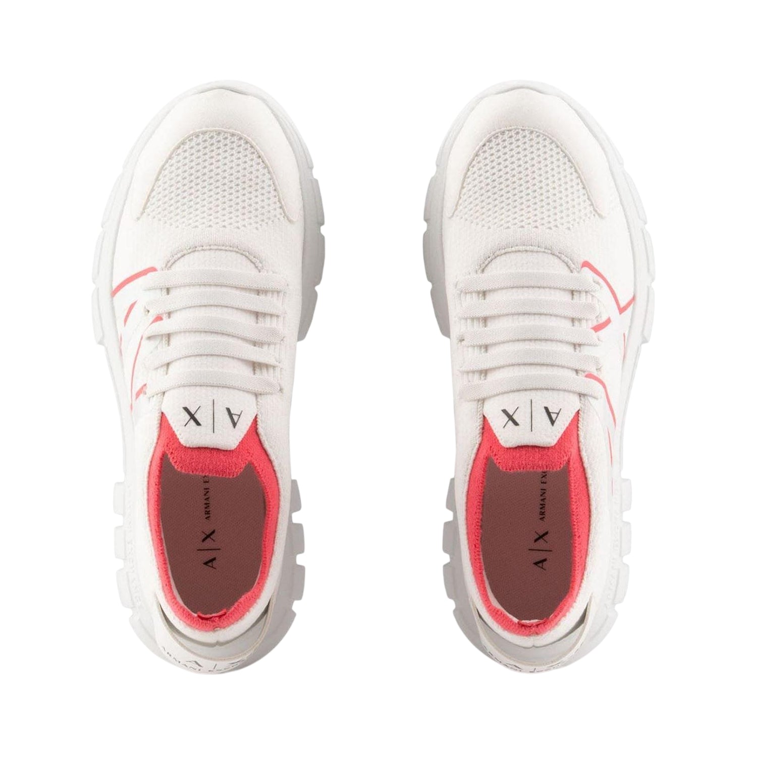 White-Pink - Lifestyle - Armani Exchange Womens-Ladies Contrast Mesh Trainers