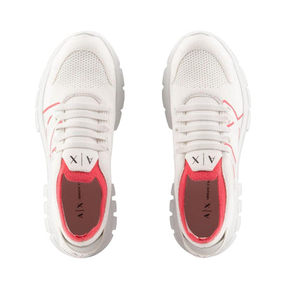 White-Pink - Lifestyle - Armani Exchange Womens-Ladies Contrast Mesh Trainers