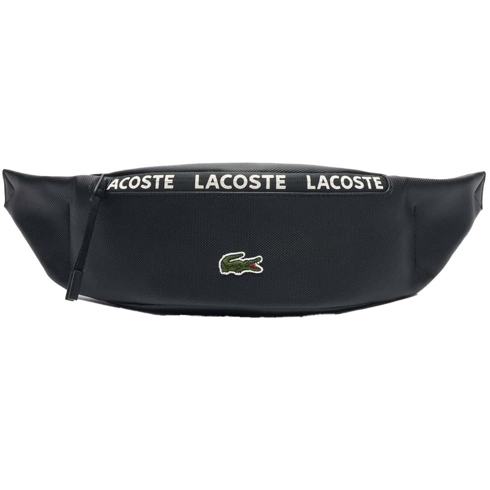 Black - Front - Lacoste Stripe Canvas Logo Waist Bag