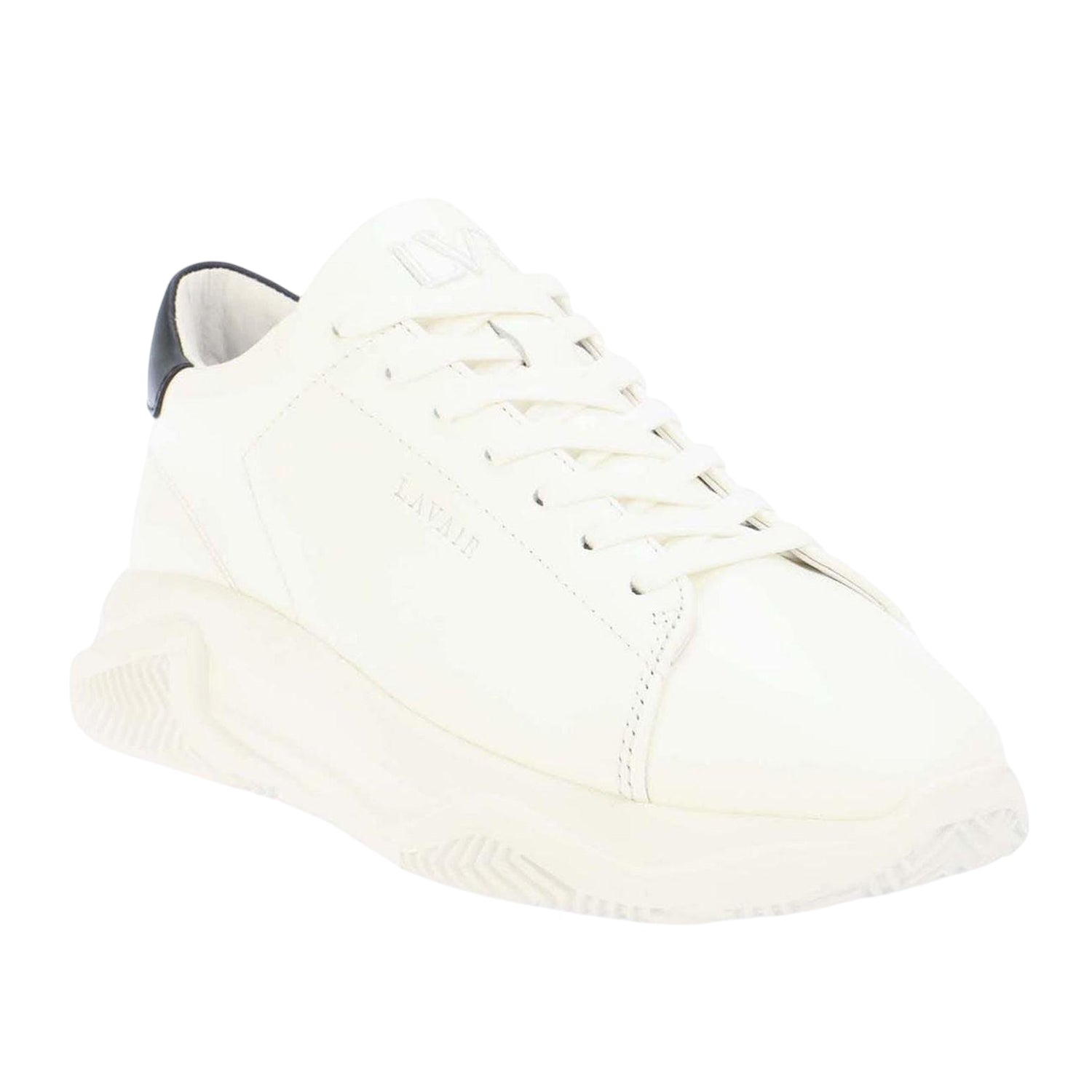 White - Side - Lavair Mens Lavair Nappa Leather Heel Tab Trainers
