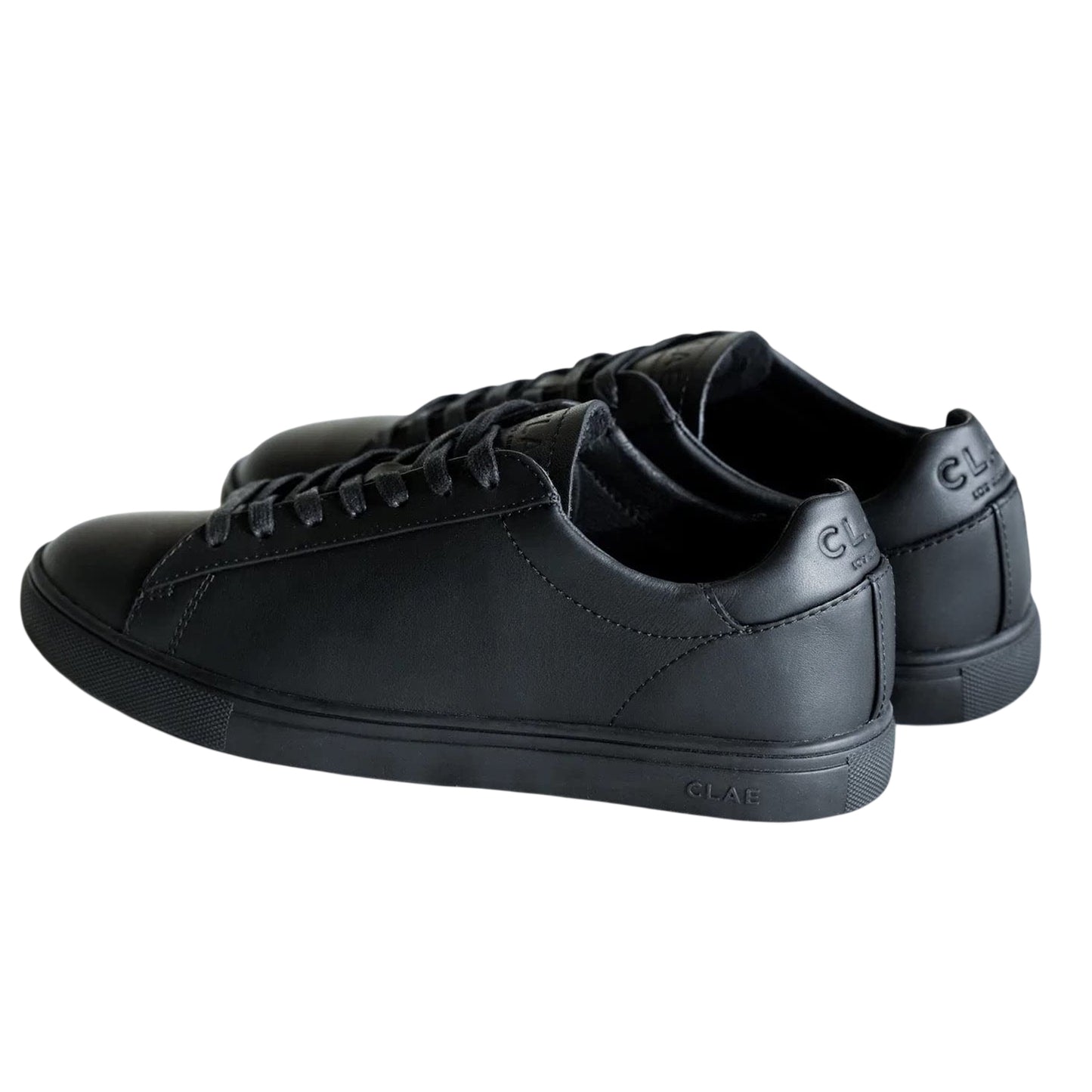 Triple Black - Back - CLAE Mens Bradley Leather Low Cut Flat Trainers