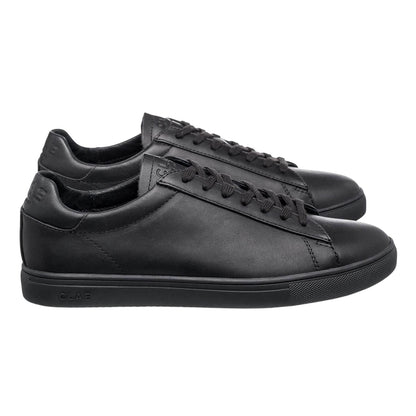 Triple Black - Side - CLAE Mens Bradley Leather Low Cut Flat Trainers