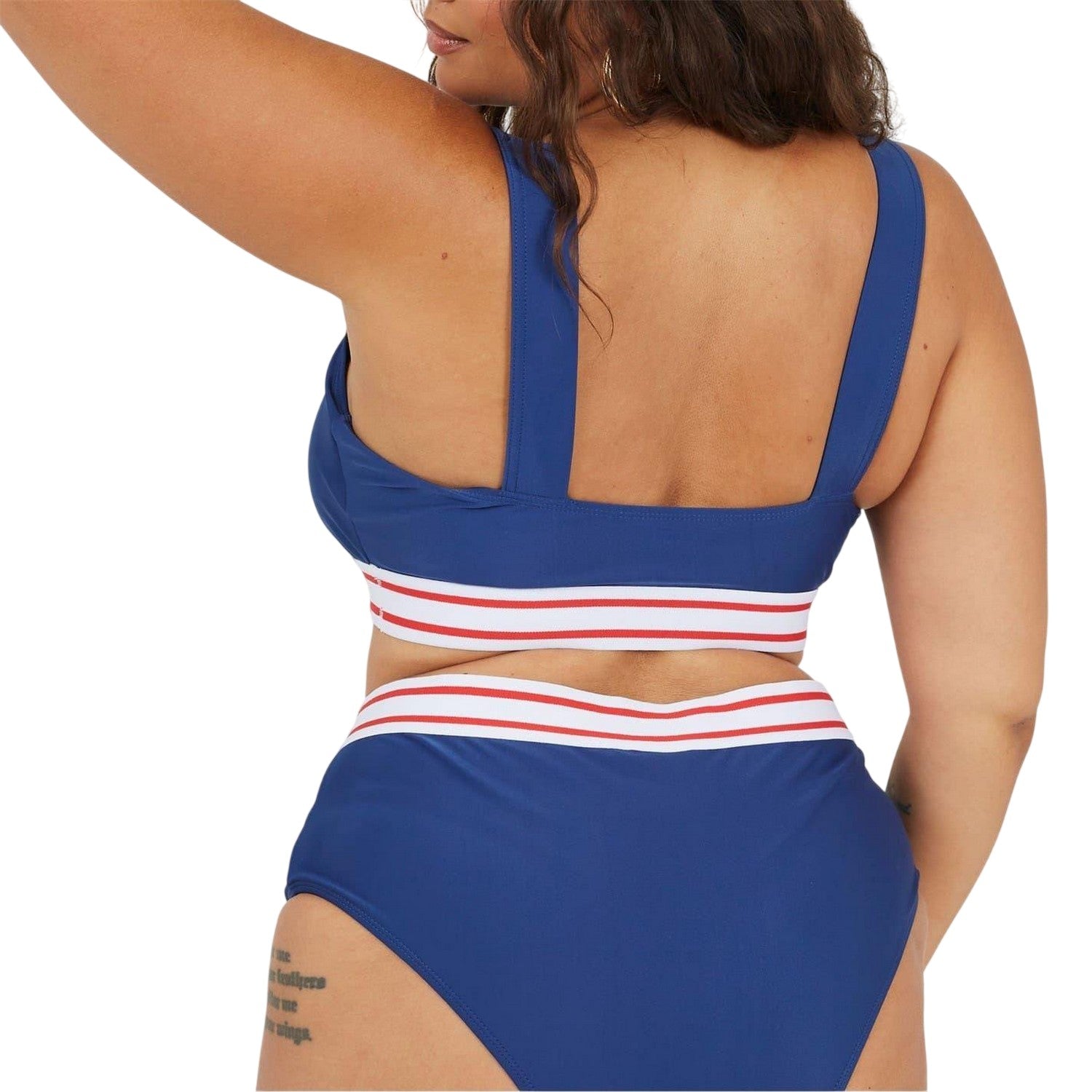 Navy-White-Red - Back - Brave Soul Womens-Ladies Plus Bikini Top