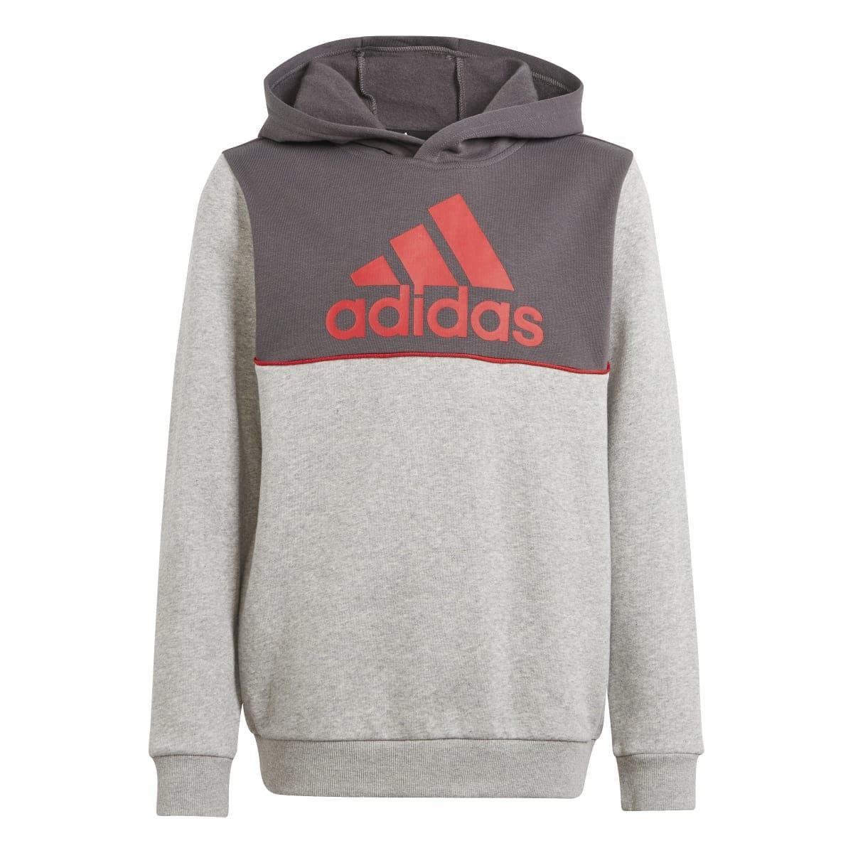 Grey - Side - Adidas Childrens-Kids Colour Block Hooded Tracksuit