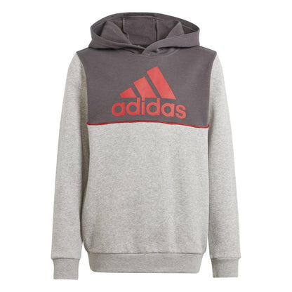 Grey - Side - Adidas Childrens-Kids Colour Block Hooded Tracksuit