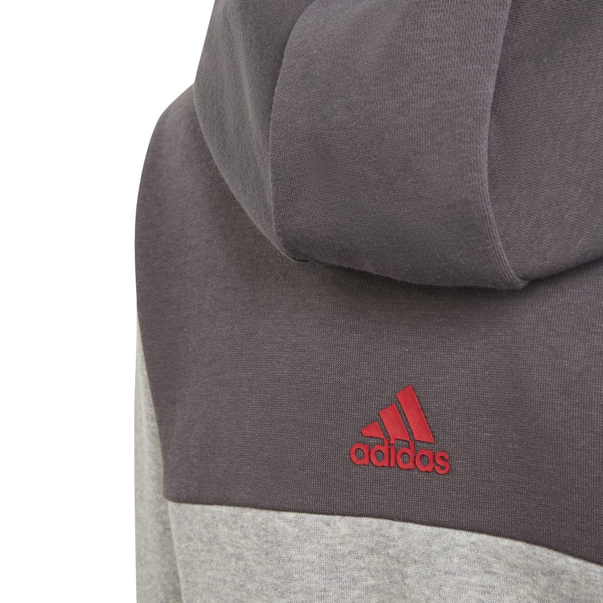 Grey - Lifestyle - Adidas Childrens-Kids Colour Block Hooded Tracksuit