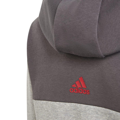 Grey - Lifestyle - Adidas Childrens-Kids Colour Block Hooded Tracksuit