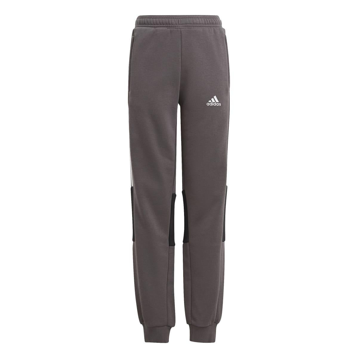 Grey - Close up - Adidas Childrens-Kids Colour Block Hooded Tracksuit