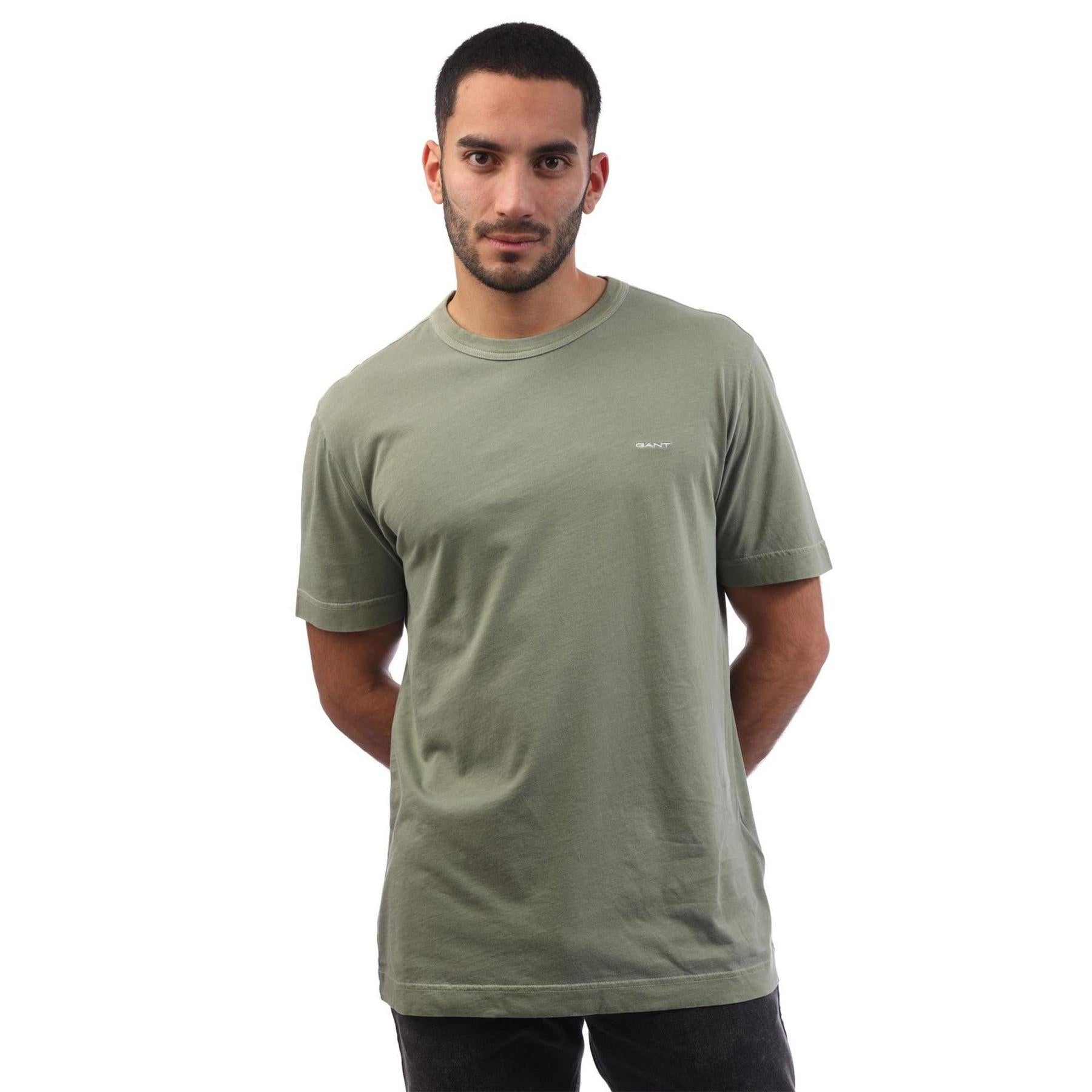 Green - Front - Gant Mens Logo Sunwashed T-Shirt