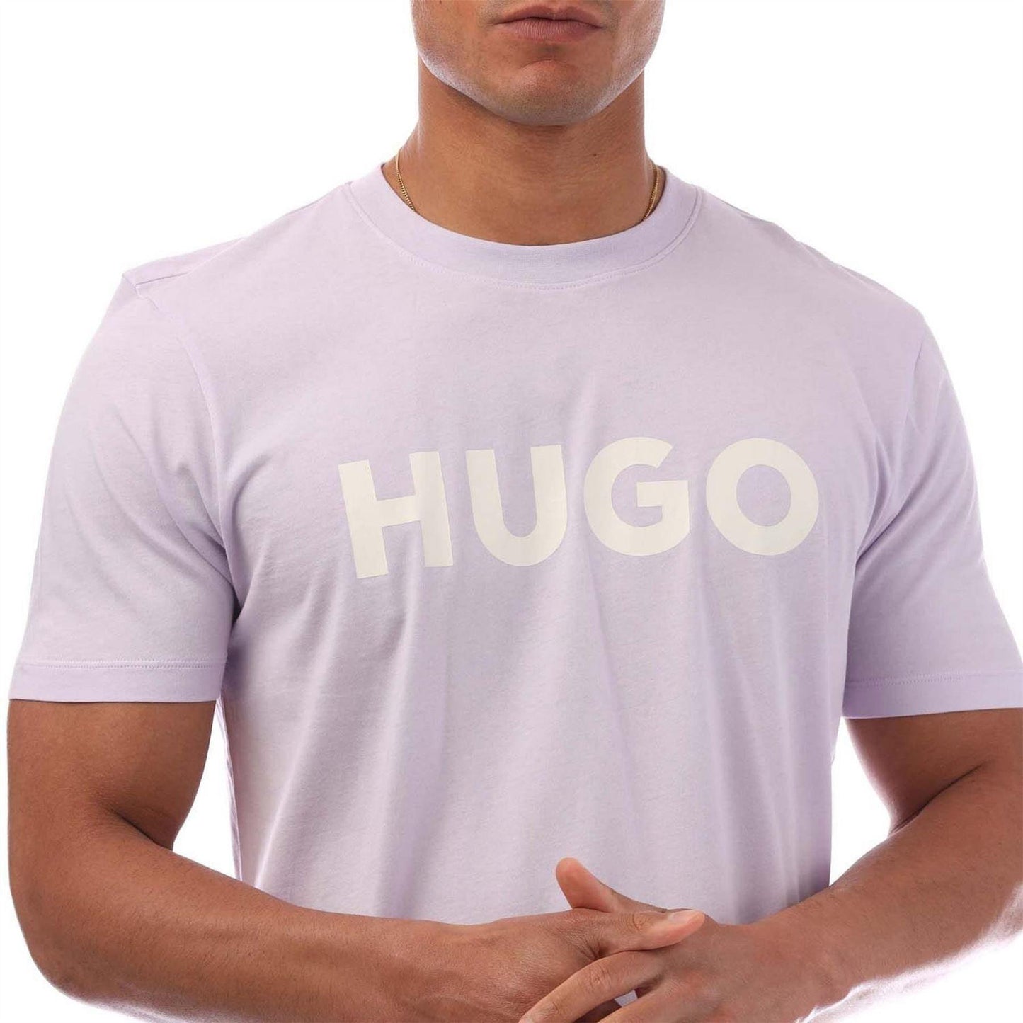 Purple - Side - Hugo Mens Dulivio Crew Neck Regular T-Shirt