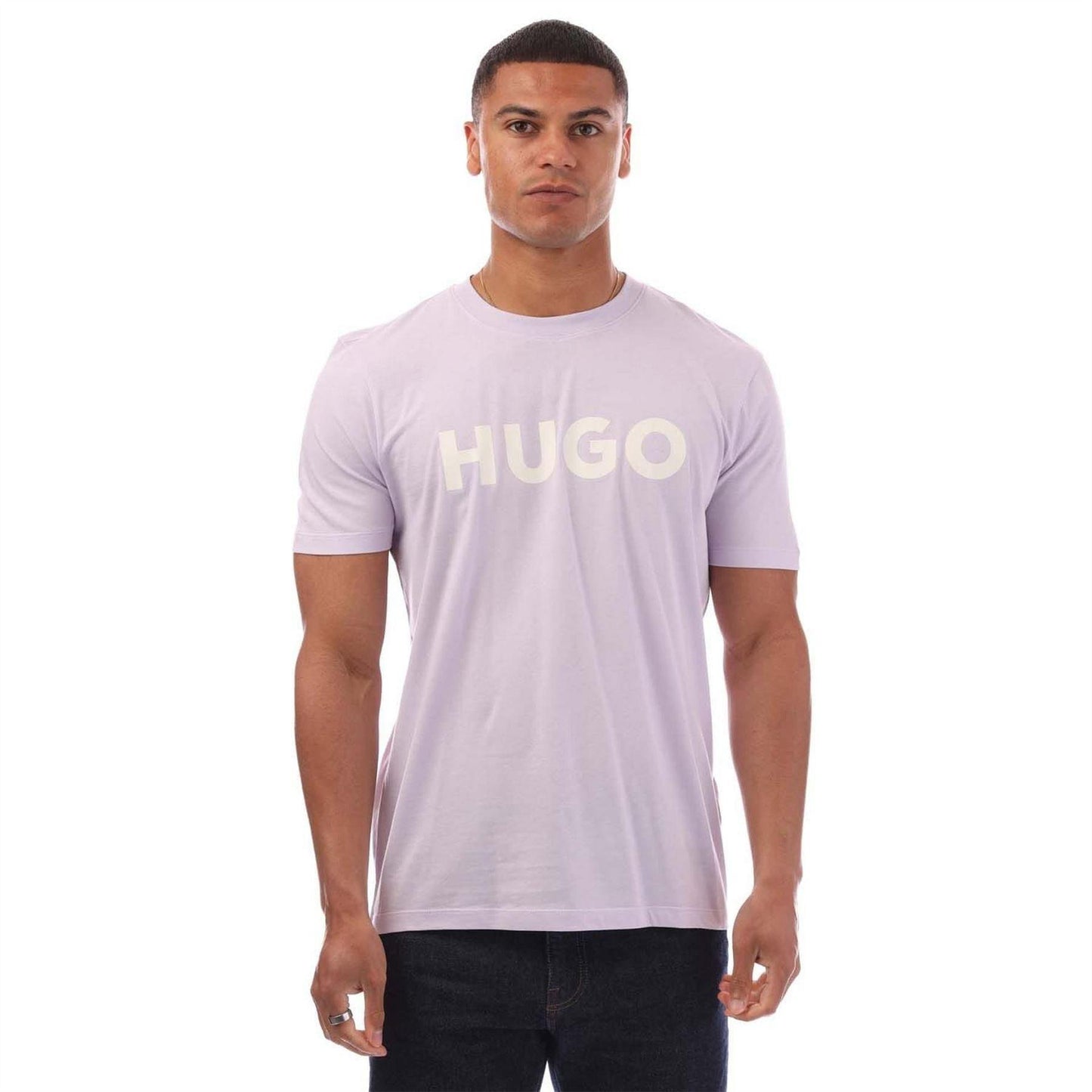 Purple - Front - Hugo Mens Dulivio Crew Neck Regular T-Shirt