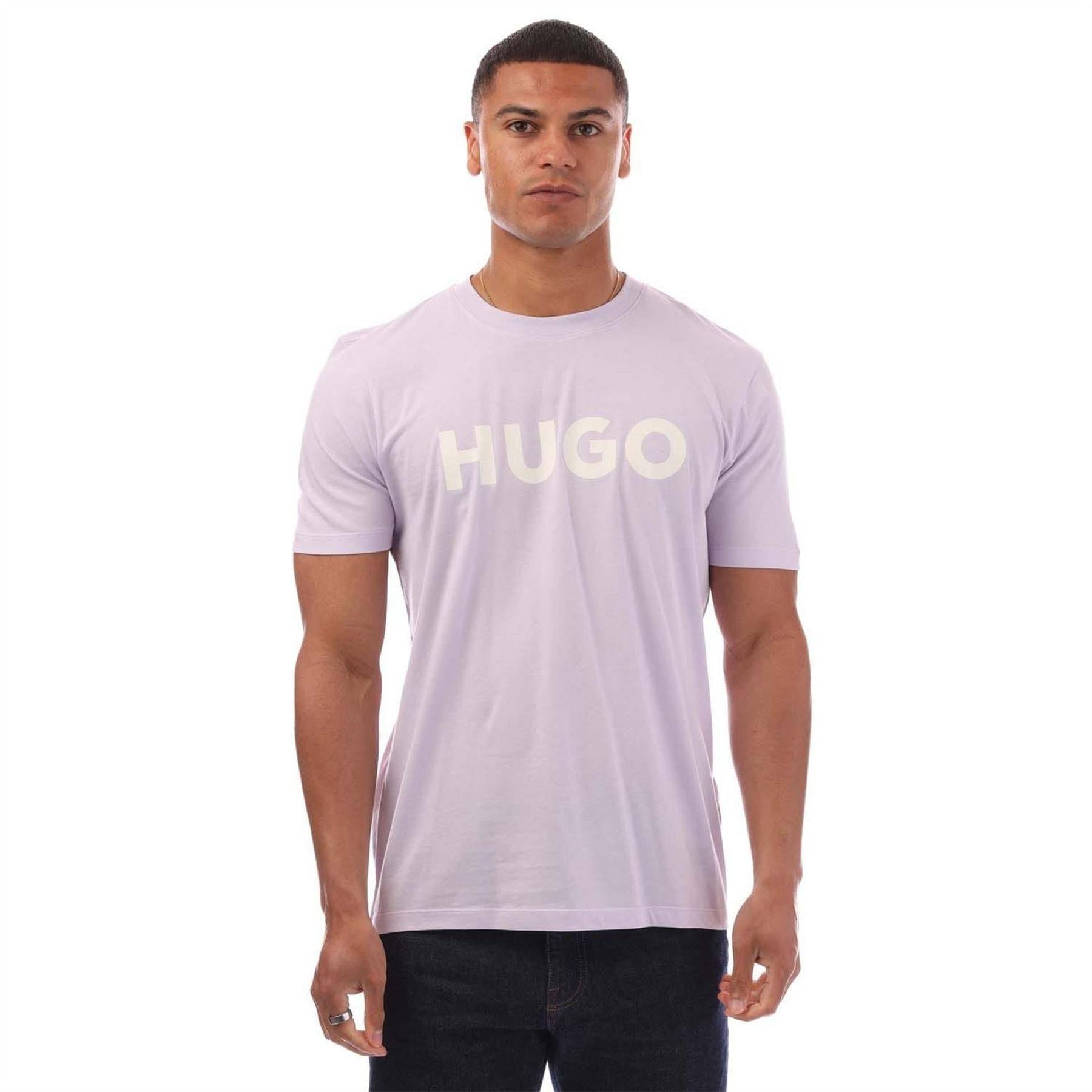 Purple - Front - Hugo Mens Dulivio Crew Neck Regular T-Shirt