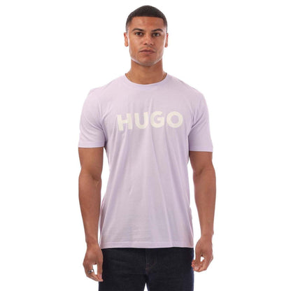 Purple - Front - Hugo Mens Dulivio Crew Neck Regular T-Shirt