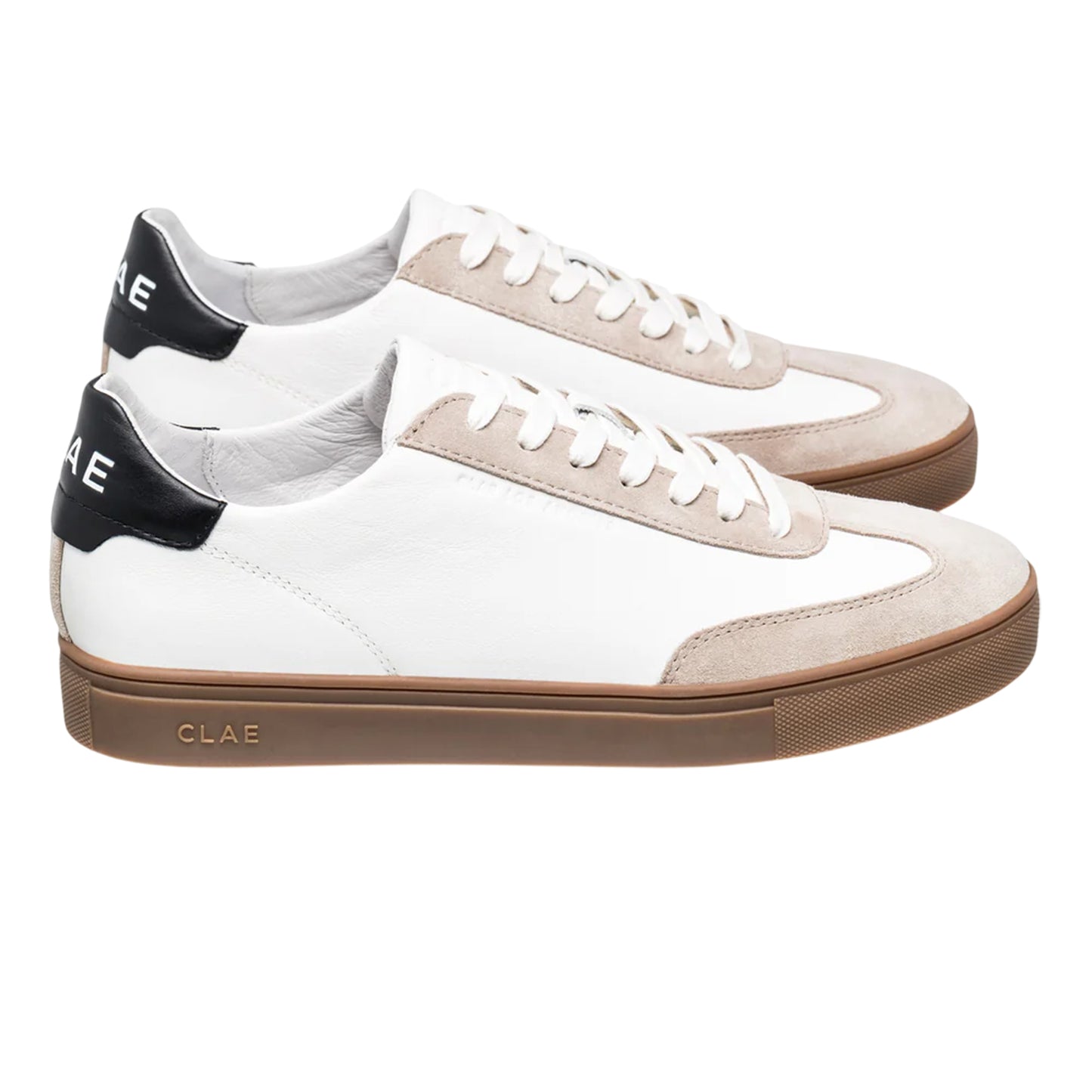 White-Grey-Gum - Back - CLAE Unisex Adult Deane Leather Flat Trainers