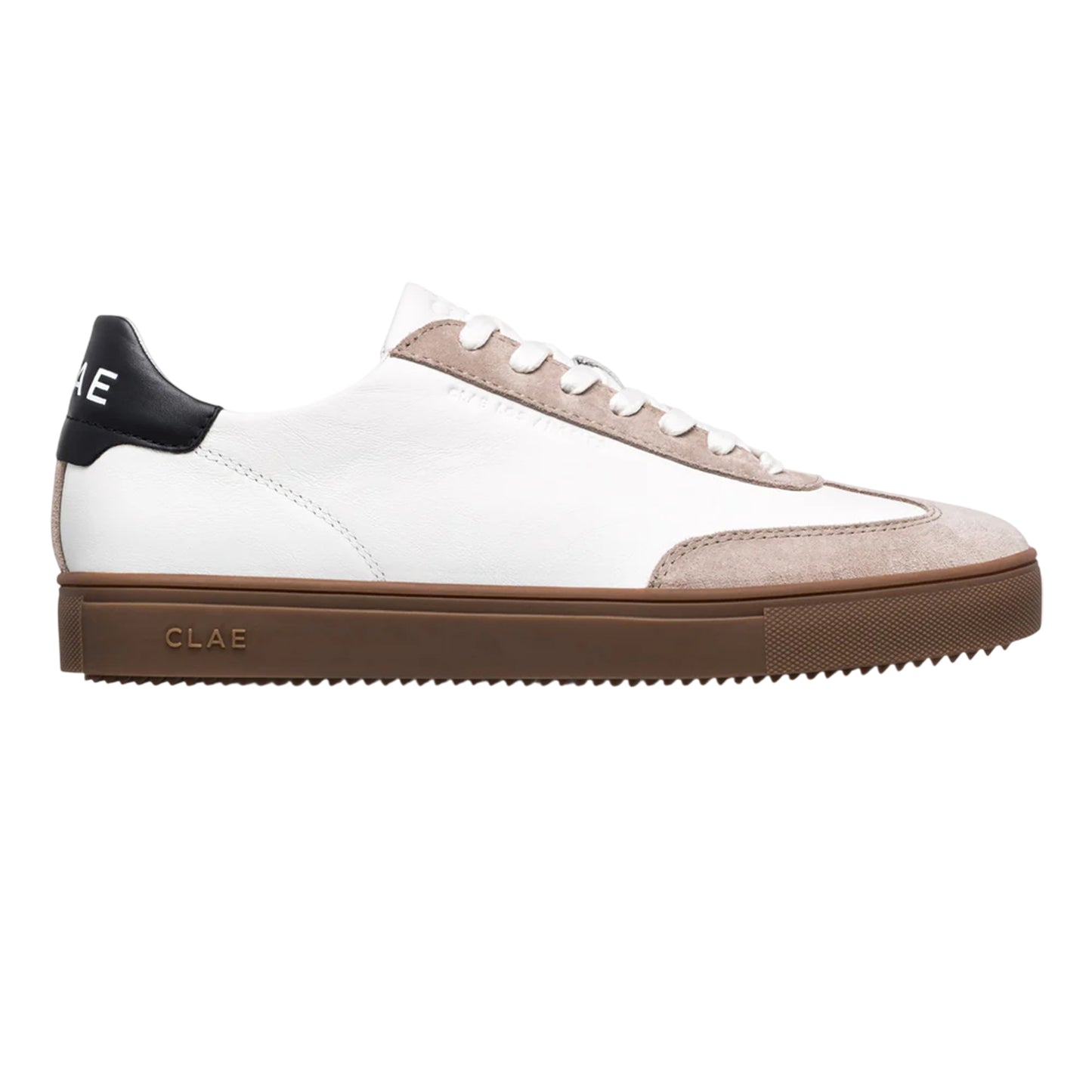 White-Grey-Gum - Front - CLAE Unisex Adult Deane Leather Flat Trainers