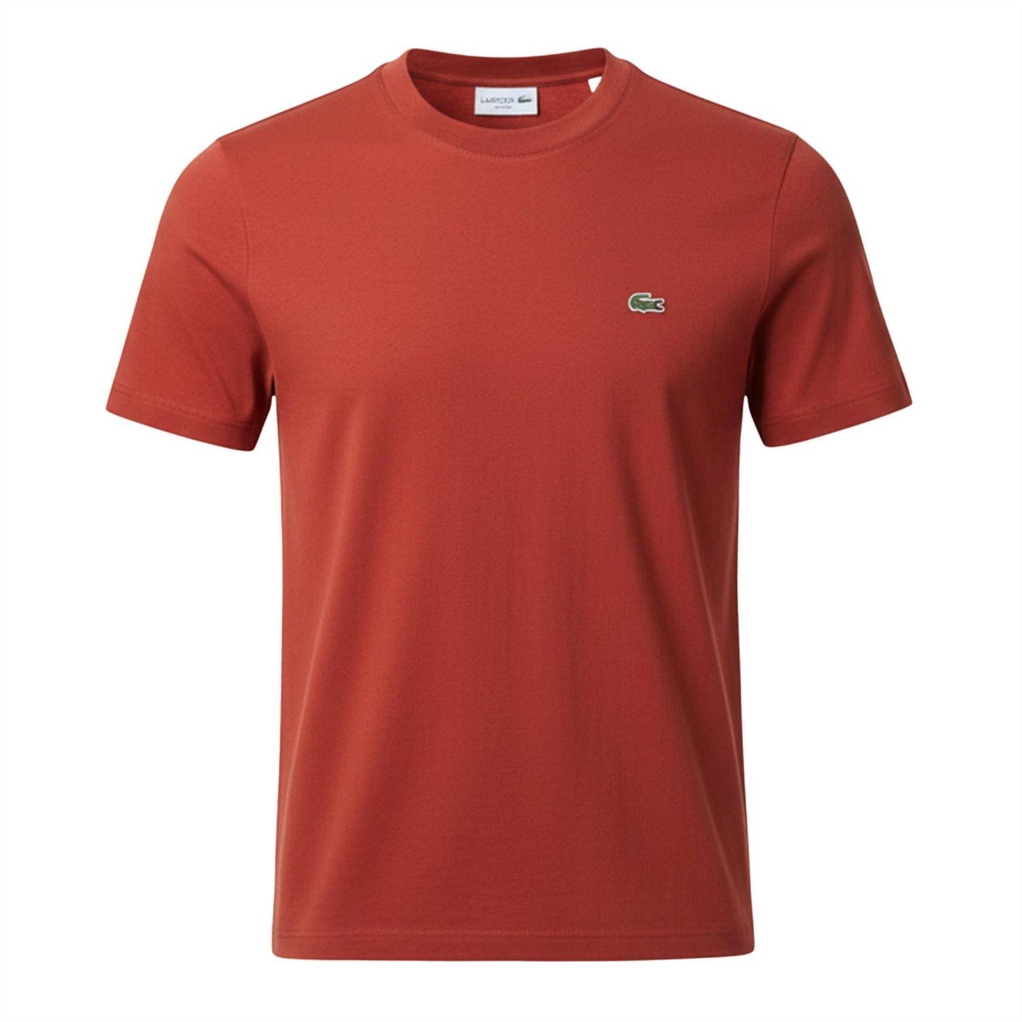 Red - Front - Lacoste Mens Embroidered Logo Midweight T-Shirt