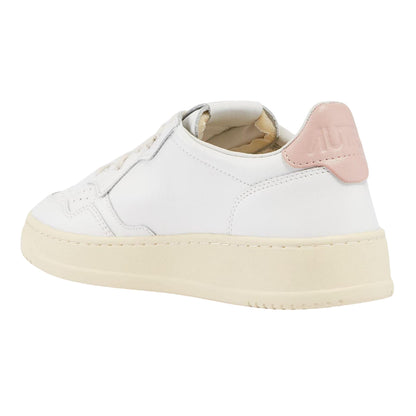 White-Pink - Back - Autry Womens-Ladies Leather Court Trainers