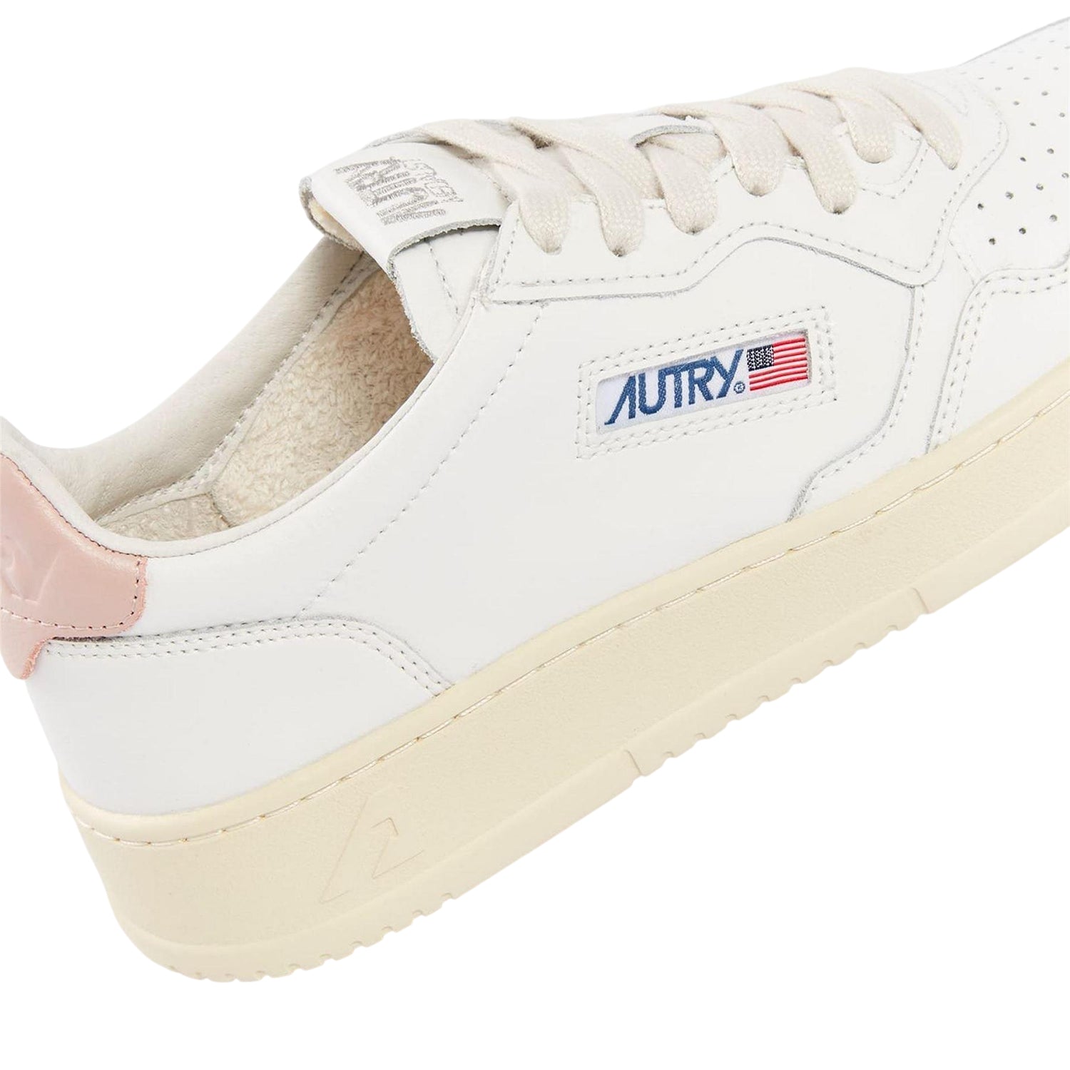 White-Pink - Side - Autry Womens-Ladies Leather Court Trainers