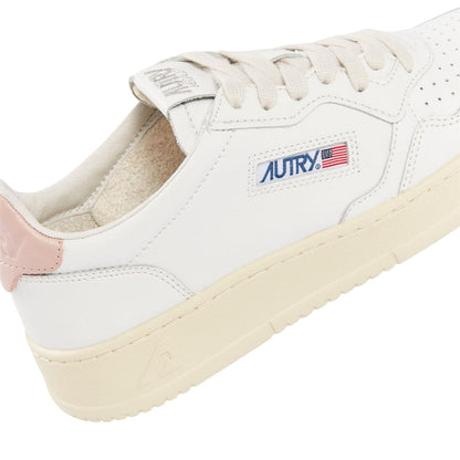 White-Pink - Side - Autry Womens-Ladies Leather Court Trainers
