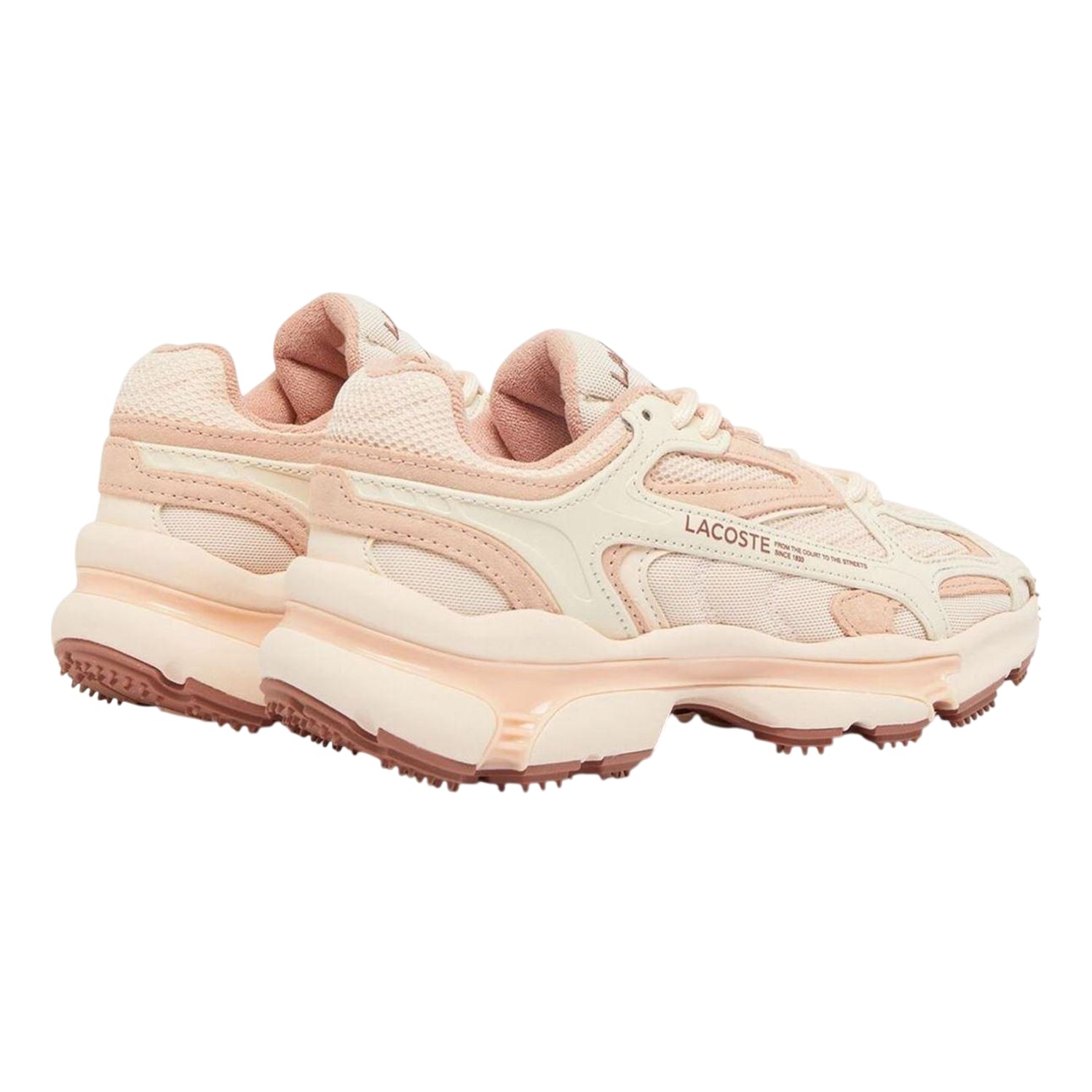 Pink - Back - Lacoste Womens-Ladies L003 2K24 Suede Chunky Sole Trainers