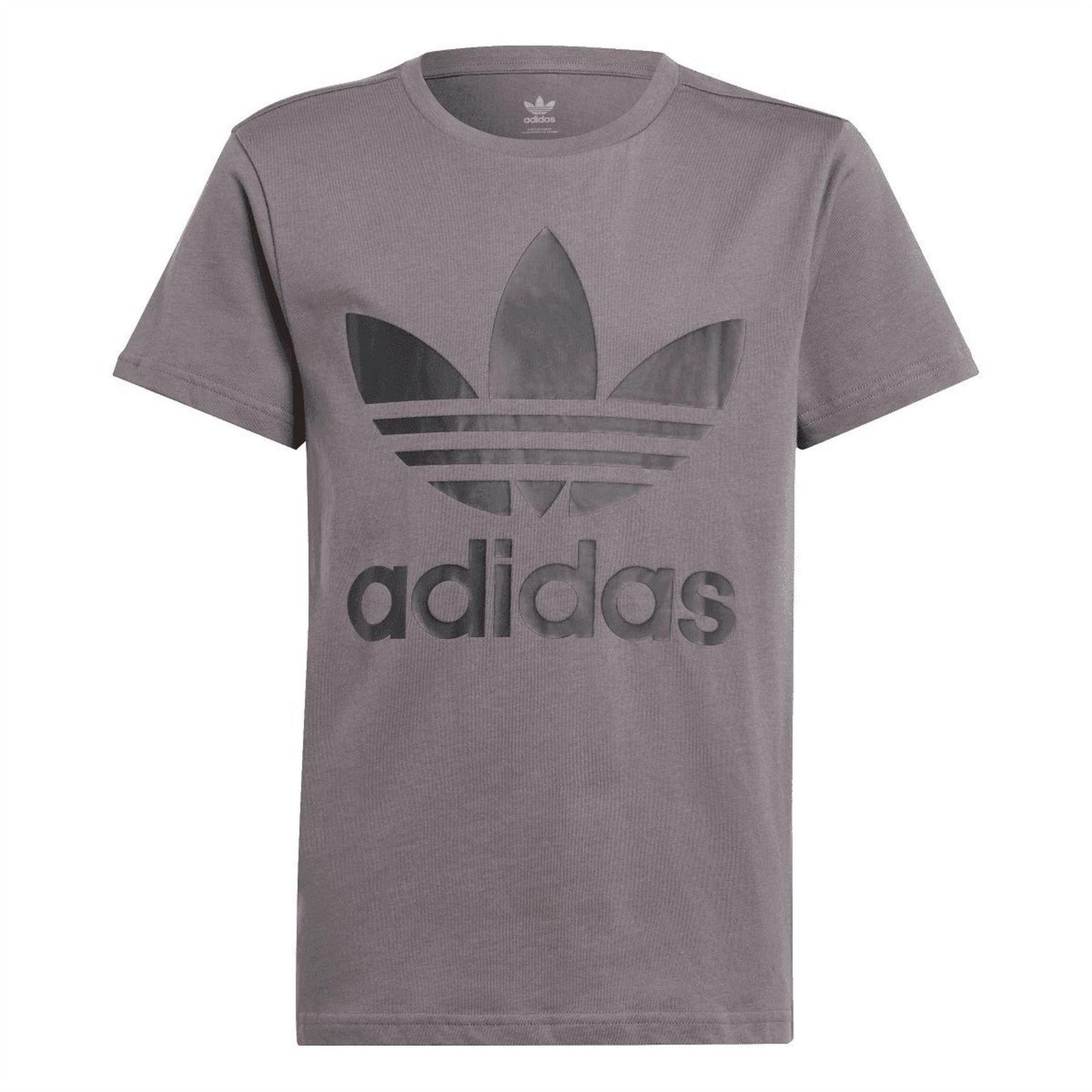 Grey - Front - Adidas Childrens-Kids Originals Trefoil T-Shirt
