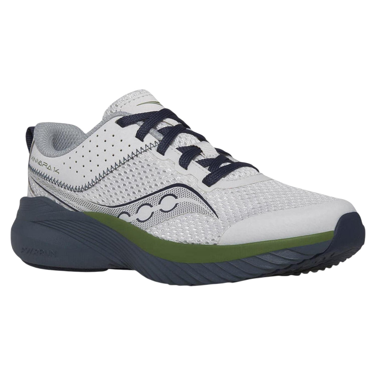 Grey Blue - Side - Saucony Childrens-Kids Logo Recycled PET Trainers