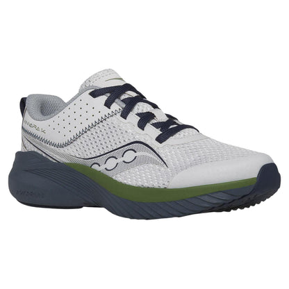 Grey Blue - Side - Saucony Childrens-Kids Logo Recycled PET Trainers